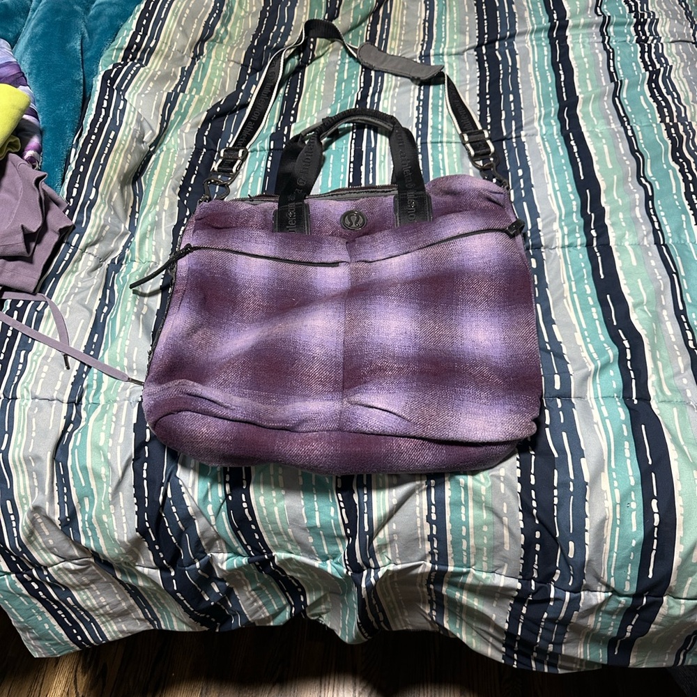 Lululemon Athletica Purple Plaid Tote Bag